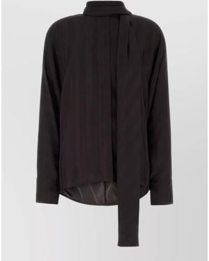 Sportmax Viscose Corsaro Shirt Long Sleeves Scarf - Black