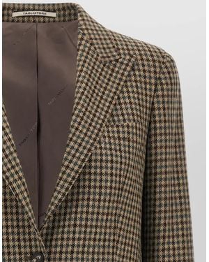 Tagliatore Wool Houndstooth Single-Breasted Blazer - Brown