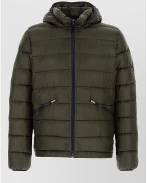 Herno Hooded Nylon Down Jacket Quilted Design - Green