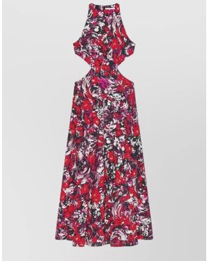 Givenchy Maxi Halter Neck Dress Cut Out Floral - Red