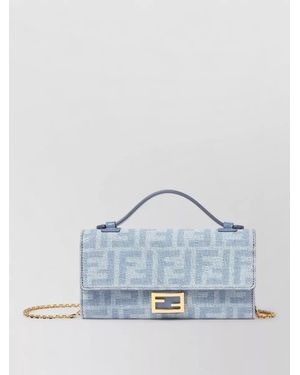Fendi Baguette Continental Leather Clutch Bag - Blue