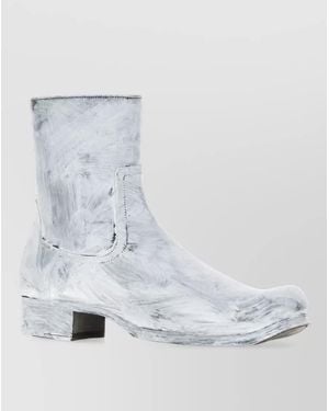 Maison Margiela Printed Leather Ankle Boots - White