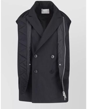 Sacai Double-Breasted Coat - Black