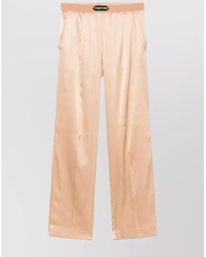 Tom Ford Silk Straight-Leg Trousers - Natural