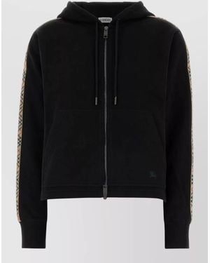 Burberry Cotton Hooded Zip Jacket - Black