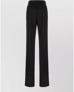 Valentino Garavani Pleated Trousers Belt Loops Tailored Style - Black