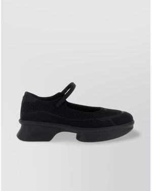 Prada Wavy Mesh Platform Ballerina Shoes - Black