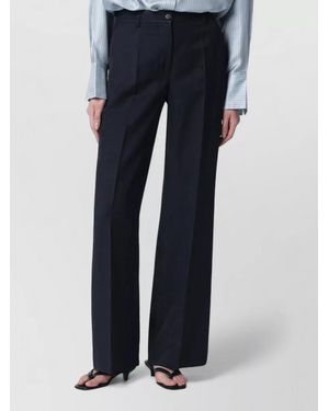 P.A.R.O.S.H. Belted Wide Leg Trousers Front Pleats - Blue