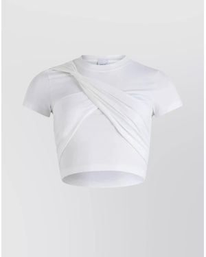 Patou Draped Cropped Organic Cotton T-Shirt - White