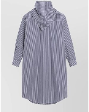 Ami Paris Striped Cotton Knee-Length Dress - Blue