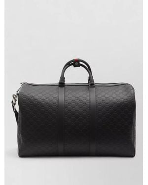 Gucci Gg Emblem Large Leather Duffle Bag - Black