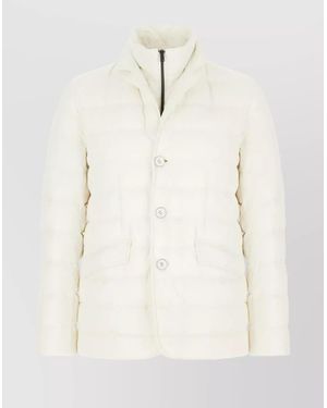 Herno Quilted Jacket With High Collar And Pockets - Natural
