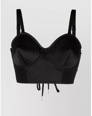 Jean Paul Gaultier Cropped Sleeveless Corset Top - Black