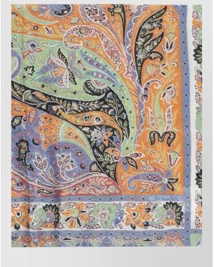 Etro Paisley Print Square Scarf Frayed Edges - Grey