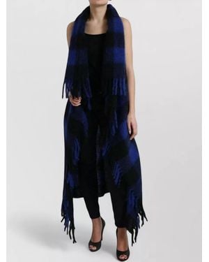 Dolce & Gabbana Checked Fringe Cape - Blue
