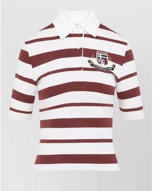 Acne Studios Striped Slim-Fit Short-Sleeve Polo Shirt - Red