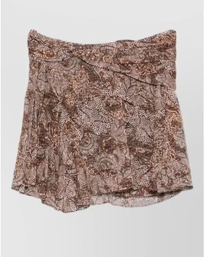 Isabel Marant Camia Mini Skirt Asymmetric Hem Floral - Brown