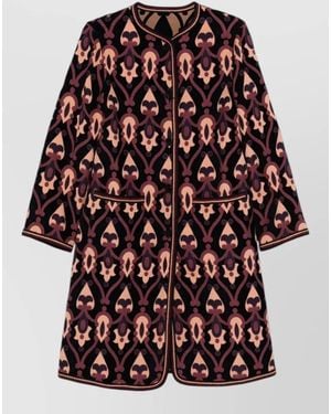 Etro Jacquard Jacket Contrast Trim Geometric Motif - Multicolour
