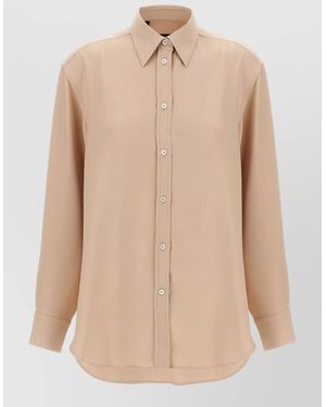 Brioni Silk Long-Sleeve Shirt - Natural