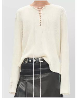 Ann Demeulemeester Cropped Serafino Jumper Ribbed Texture - White