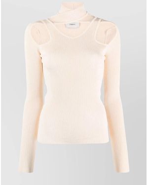 Coperni Long Sleeve High Neck Knitwear Sweater - Natural
