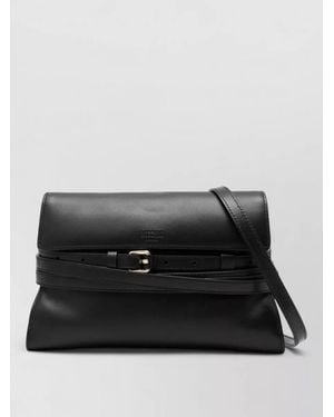Moschino Shoulder Clutch Bag Adjustable Strap Buckle - Black