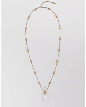 Chloé Crystal Pendant Necklace Unique Floral Design - White