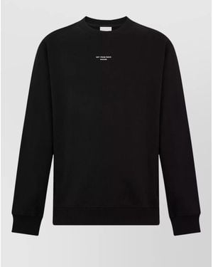 Drole de Monsieur Cotton Crew Neck Sweatshirt Embroidered Detail - Black
