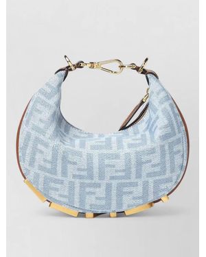Fendi Graphy Mini Denim Shoulder Bag - Blue