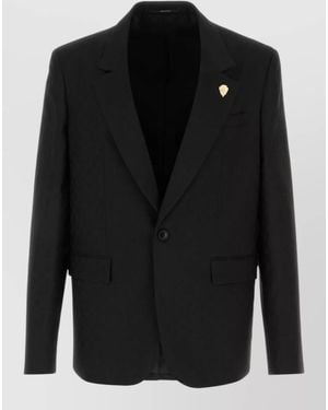 Gucci Single-Breasted Gg Wool Blazer - Black