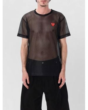 COMME DES GARÇONS PLAY Heart Mesh T-Shirt Crew Neck Short Sleeves - Black