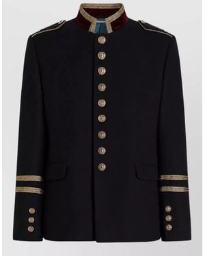 Dolce & Gabbana Cashmere Wool Single-Breasted Coat - Blue