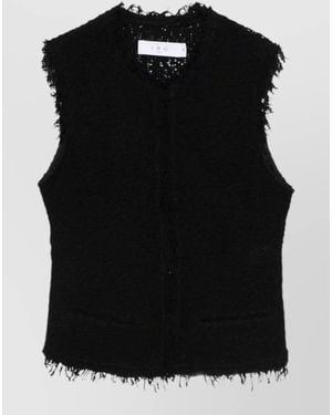 IRO Frayed Cotton Sleeveless Vest - Black