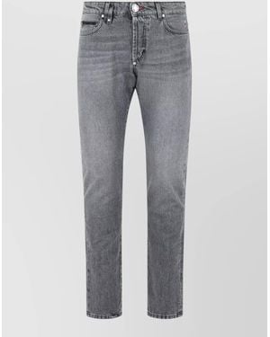Philipp Plein Straight Leg Cotton Jeans Five Pockets - Grey