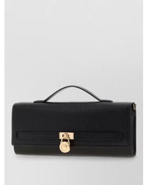 Michael Kors Leather Hamilton Moderne Medium Clutch Bag - Black