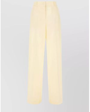 MSGM Virgin Wool Wide-Leg Pants - White