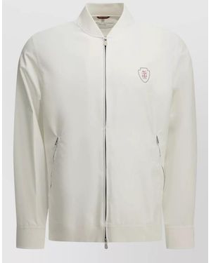 Brunello Cucinelli Zip Up Bomber Jacket - White