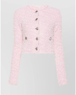 Balenciaga Cropped Tweed Jacket - Pink