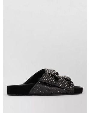 Isabel Marant Slides Bow Detail Flat Sole Studs - Black