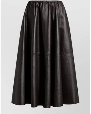 Alberta Ferretti Faux Leather Midi Skirt - Black