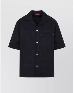 Gucci Gg Jacquard Cotton Shirt - Blue