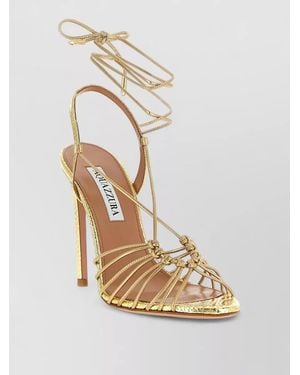 Aquazzura Ritmo Sandals Open Toe Strappy Design - Metallic