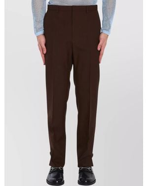 Gucci Wool Straight-Leg Trousers - Brown