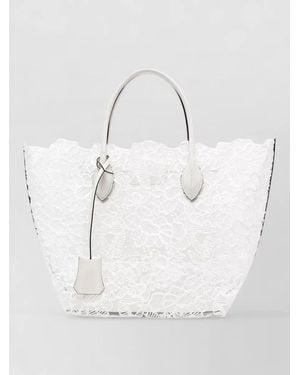 Ermanno Scervino Shoulder Tote Bag Dual Handles Lace - White