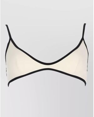 MC2 Saint Barth Soft Bralette Top Adjustable Straps Contrast Trim - Metallic
