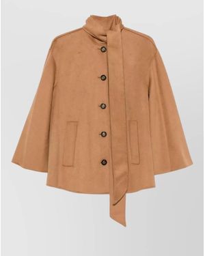 Zimmermann Cape Sleeve Wool Coat - Brown