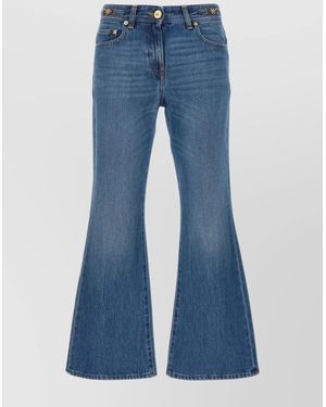 Versace Flared Pants Denim Contrast Stitching - Blue