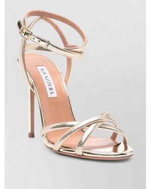 Aquazzura Metallic Heel Court Shoes Open Toe Straps - Multicolour