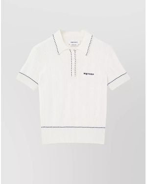 McQueen Ribbed Polo Shirt Contrast Trim - White