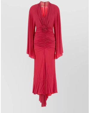 Blumarine Jersey Dress Asymmetric Hem Draped Neckline - Red